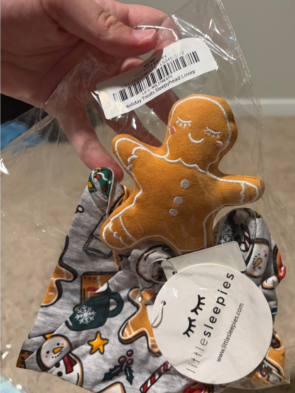 Little Sleepies Holiday Treats Sleepyhead Lovey NWT Gingerbread Christmas